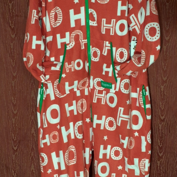 CHRISTMAS New TipsyElves Unisex One-Piece Hooded Fleece HoHo Jumpsuit Red XXL - Picture 3 of 11